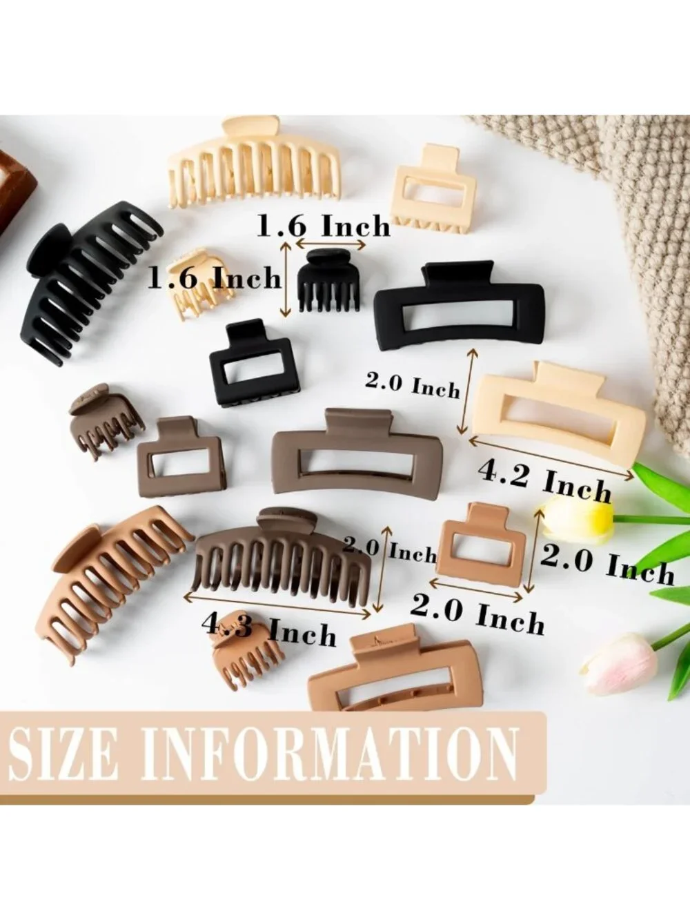 16 PCS Large Matte Claw Hair Clips for Women & Girls - Strong Hold, 90's Vintage